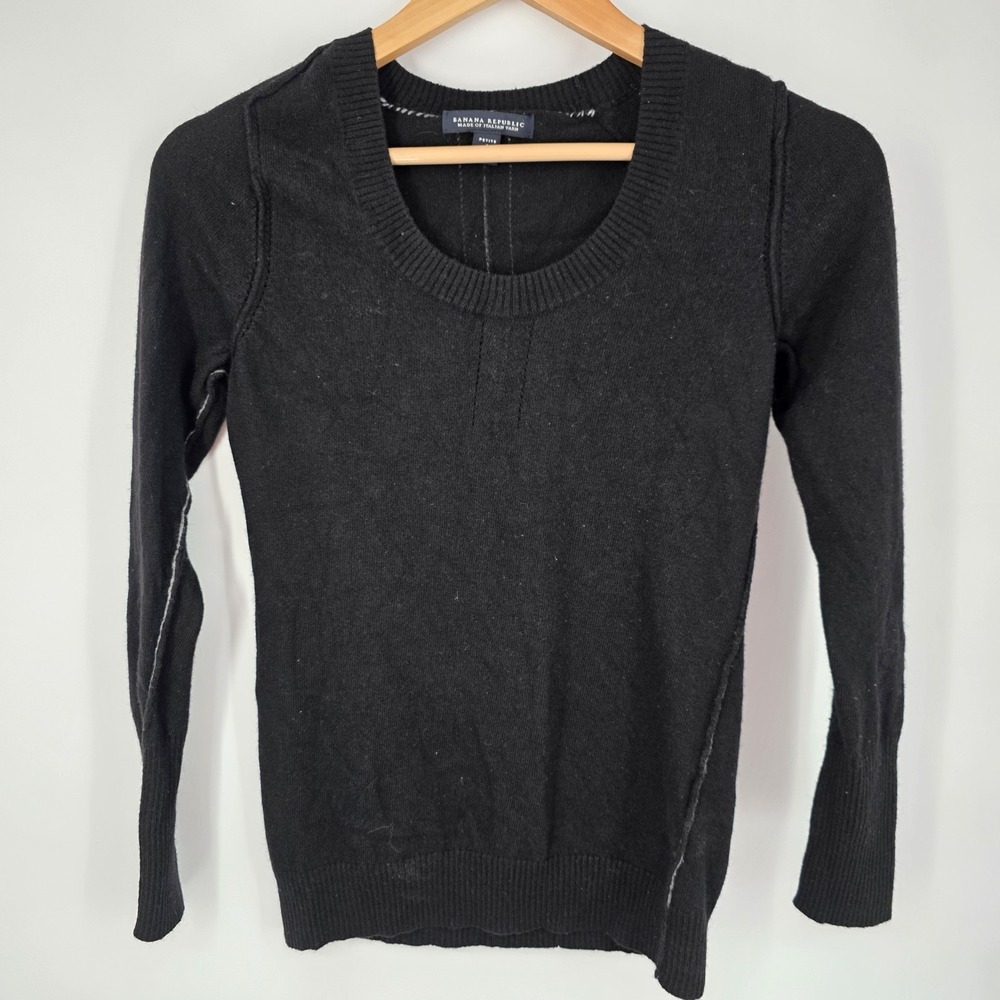 Banana Republic Italian Yarn‎ Wool Cashmere Blend Black Knit Sweater Womens SP